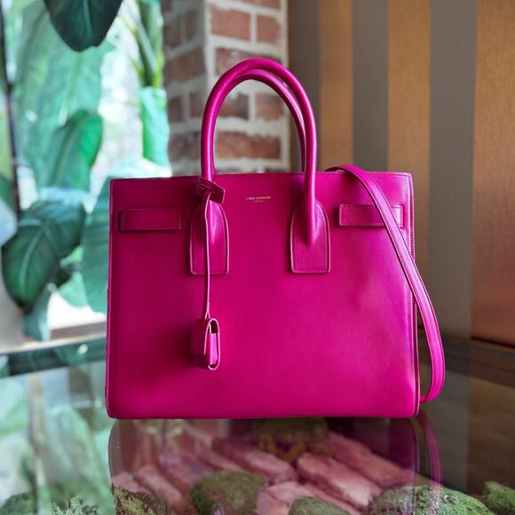 SAINT LAURENT Sac de Jour Small Pink Leather Tote Bag - Picture 1 of 16